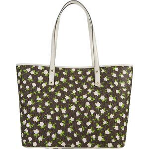 Michael Kors Carter Large Open Tote Bag Floral Magnetic Handbag Cream Brown NEW